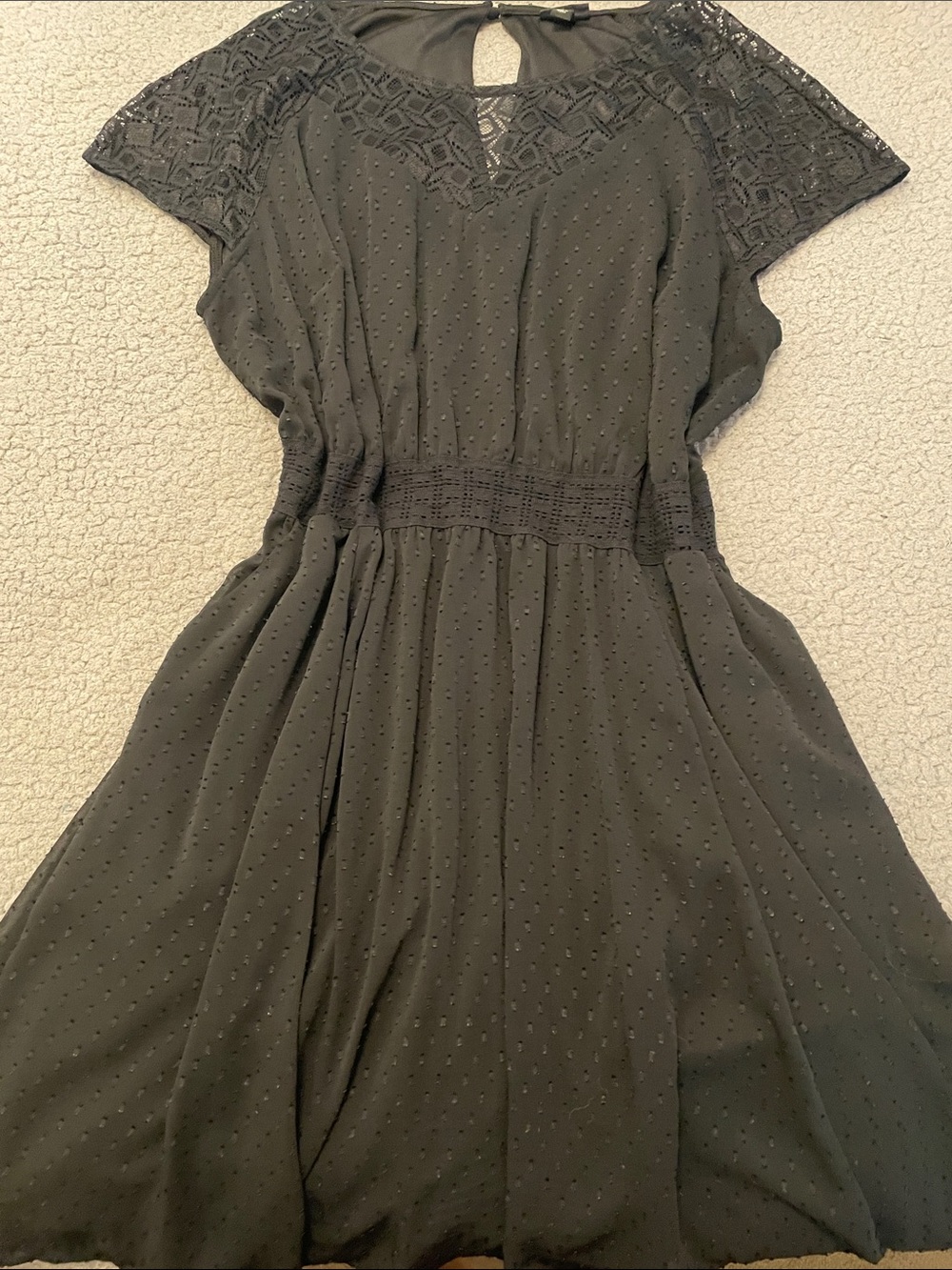 torrid Black Lace-Yoke Mini Dress